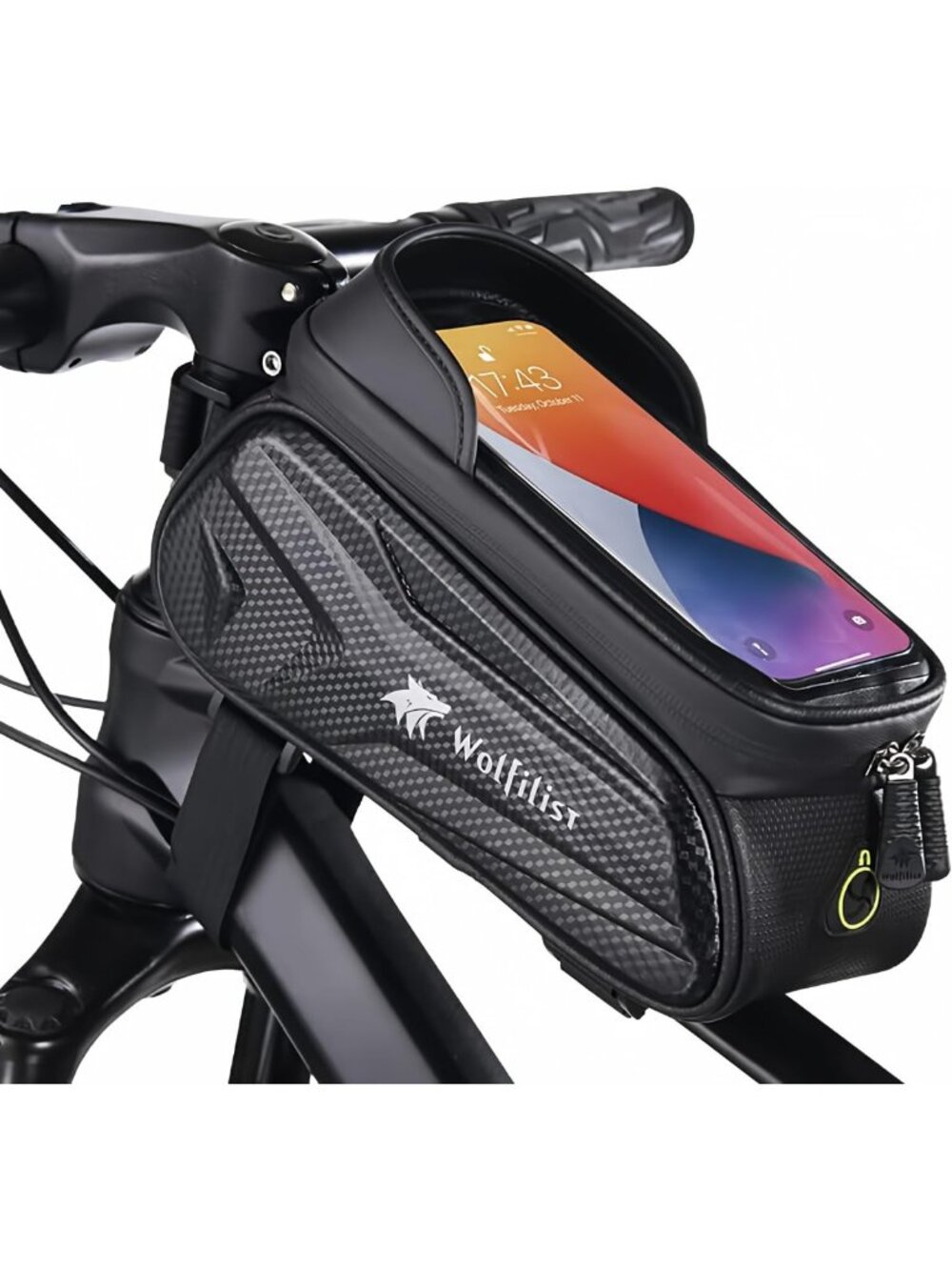 Waterproof Bike Frame Bag with Sun-Visor, Touch Screen Phone Holder, Large